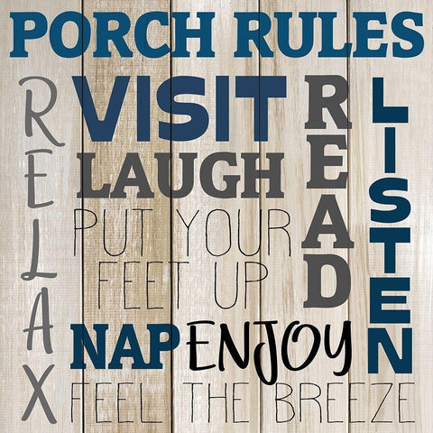 Porch Rules Gold Ornate Wood Framed Art Print with Double Matting by Kimberly, Allen