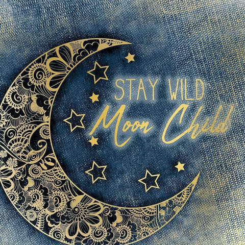 Moon Child Gold Ornate Wood Framed Art Print with Double Matting by Kimberly, Allen