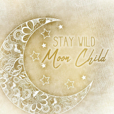 Stay Wild Moon Child Black Modern Wood Framed Art Print by Kimberly, Allen