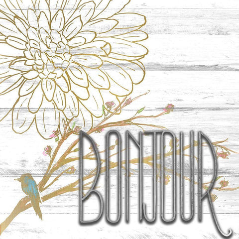 Bonjour Black Modern Wood Framed Art Print with Double Matting by Kimberly, Allen