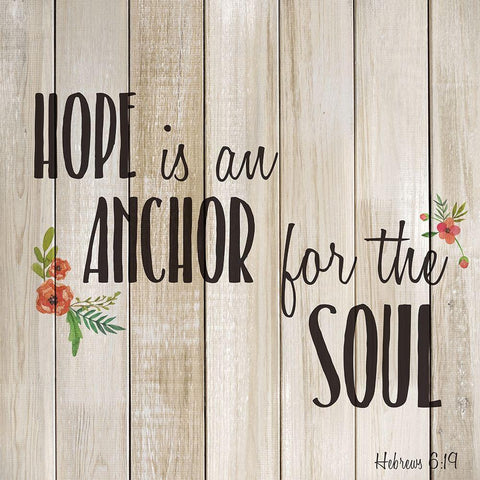 Hope is an Anchor White Modern Wood Framed Art Print with Double Matting by Kimberly, Allen