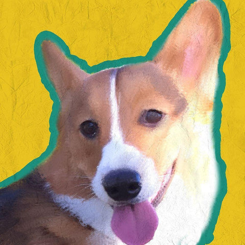 Corgi 1 Black Ornate Wood Framed Art Print with Double Matting by Kimberly, Allen