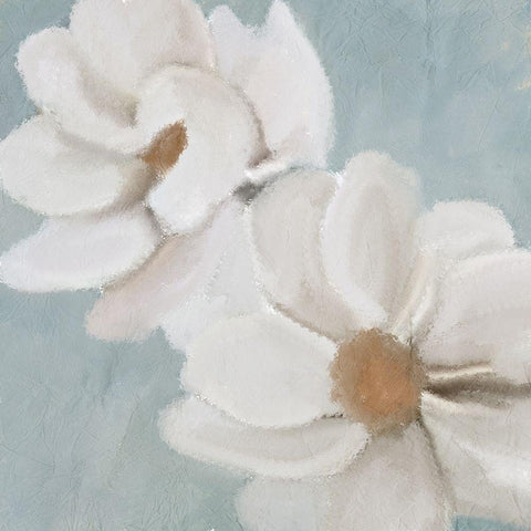 Blue Floral 1 Gold Ornate Wood Framed Art Print with Double Matting by Kimberly, Allen