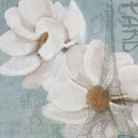 French Floral 1 White Modern Wood Framed Art Print by Kimberly, Allen
