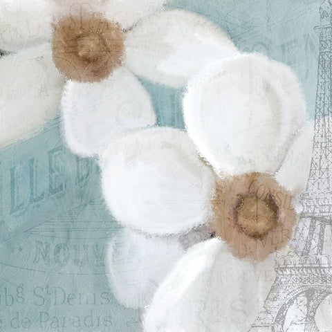 French Floral 2 White Modern Wood Framed Art Print by Kimberly, Allen