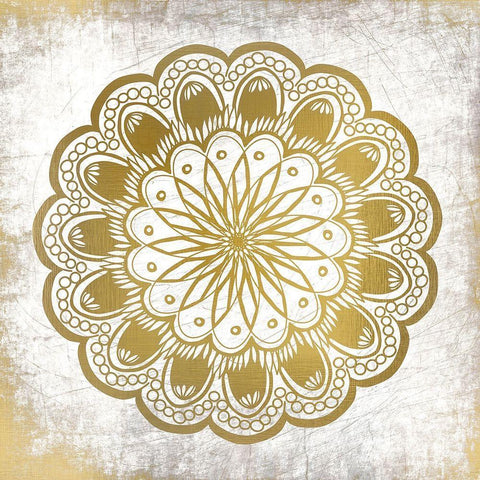 Gold Mandala 1 Black Modern Wood Framed Art Print with Double Matting by Kimberly, Allen