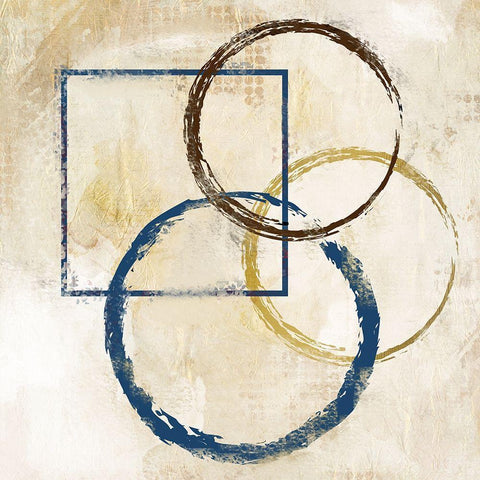 Blue Circles and Squares 1 Gold Ornate Wood Framed Art Print with Double Matting by Allen, Kimberly