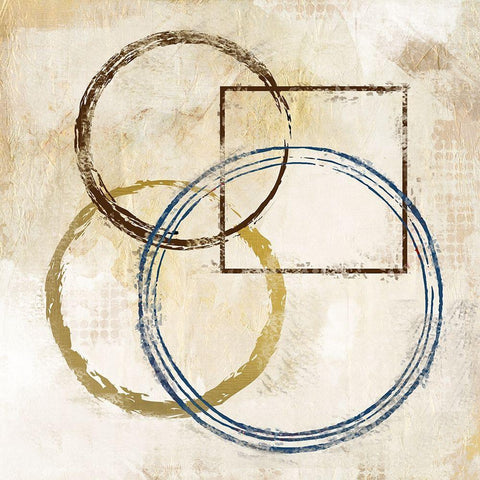 Blue Circles and Squares 2 Black Modern Wood Framed Art Print by Allen, Kimberly