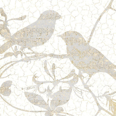 Bird Silhouette 1 Black Ornate Wood Framed Art Print with Double Matting by Kimberly, Allen