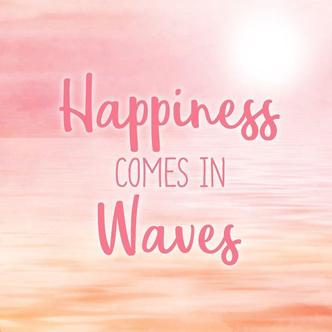 Happiness comes in Waves White Modern Wood Framed Art Print by Kimberly, Allen