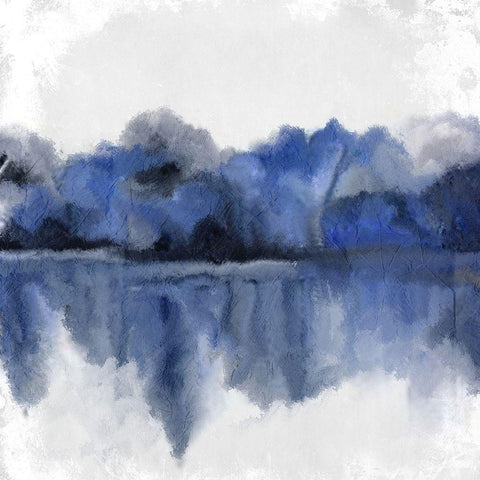 Indigo Trees White Modern Wood Framed Art Print by Kimberly, Allen