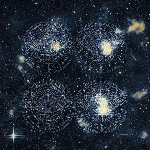 Starfield 3 White Modern Wood Framed Art Print with Double Matting by Kimberly, Allen