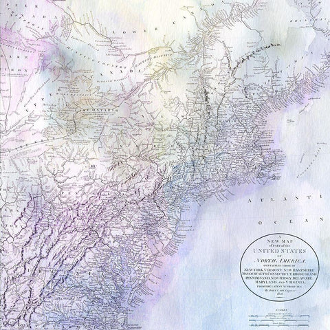 Watercolor Map 4 Black Ornate Wood Framed Art Print with Double Matting by Kimberly, Allen