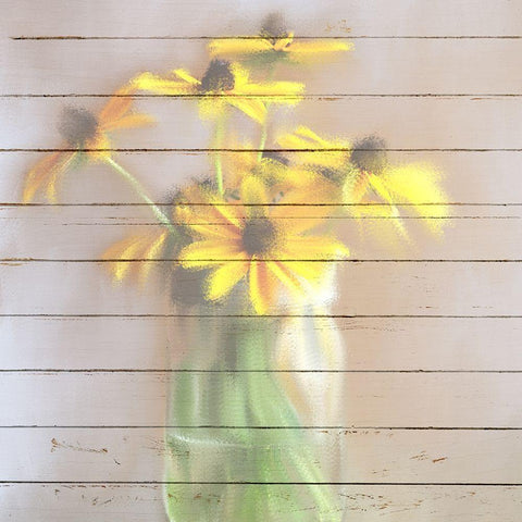 Spring Yellow Black Modern Wood Framed Art Print with Double Matting by Kimberly, Allen