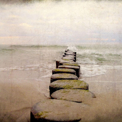 Dusk at the Beach Gold Ornate Wood Framed Art Print with Double Matting by Kimberly, Allen
