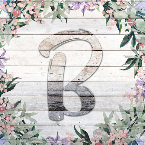 B Monogram White Modern Wood Framed Art Print with Double Matting by Kimberly, Allen