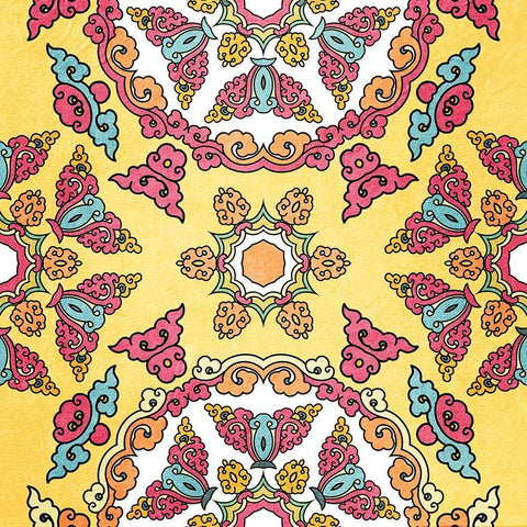 Bright Tile 2 Black Ornate Wood Framed Art Print with Double Matting by Kimberly, Allen