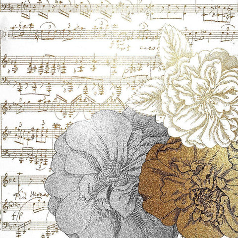 Mettalic Notes 2 Black Modern Wood Framed Art Print by Kimberly, Allen