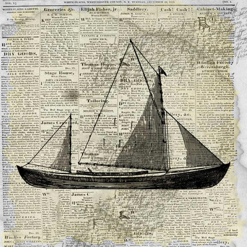 Sailing On Print 1 White Modern Wood Framed Art Print with Double Matting by Allen, Kimberly
