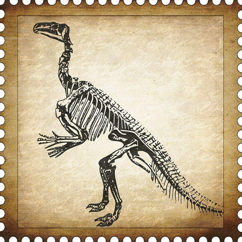 Dino Stamp 1 Black Ornate Wood Framed Art Print with Double Matting by Kimberly, Allen