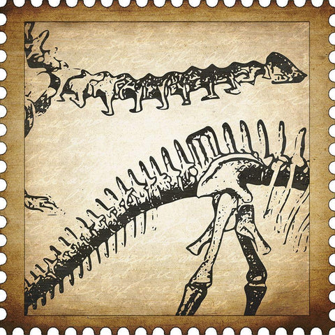 Dino Stamp 2 Gold Ornate Wood Framed Art Print with Double Matting by Kimberly, Allen