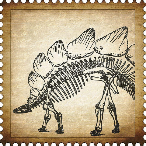 Dino Stamp 3 White Modern Wood Framed Art Print by Kimberly, Allen