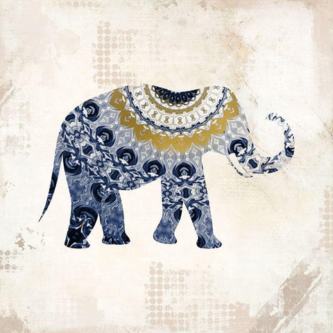 Indigo Safari 1 Gold Ornate Wood Framed Art Print with Double Matting by Kimberly, Allen