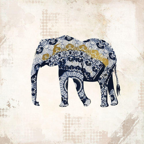 Indigo Safari 2 Gold Ornate Wood Framed Art Print with Double Matting by Kimberly, Allen
