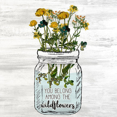 Wildflower Jar 1 Black Modern Wood Framed Art Print by Kimberly, Allen