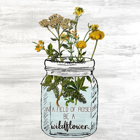 Wildflower Jar 2 White Modern Wood Framed Art Print by Kimberly, Allen
