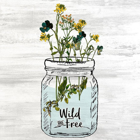 Wildflower Jar 3 Black Modern Wood Framed Art Print with Double Matting by Kimberly, Allen