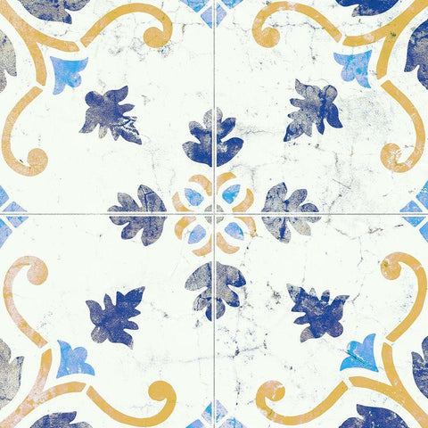 Old Tile 1 White Modern Wood Framed Art Print with Double Matting by Kimberly, Allen