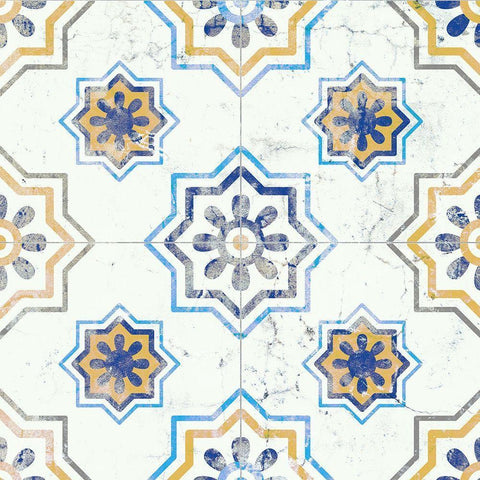 Old Tile 3 White Modern Wood Framed Art Print with Double Matting by Kimberly, Allen