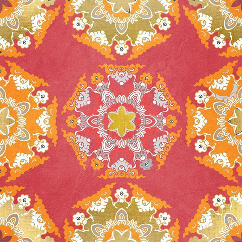 Medallion Pink 1 Gold Ornate Wood Framed Art Print with Double Matting by Kimberly, Allen