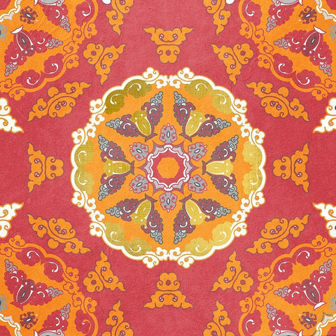 Medallion Pink 3 Black Ornate Wood Framed Art Print with Double Matting by Kimberly, Allen