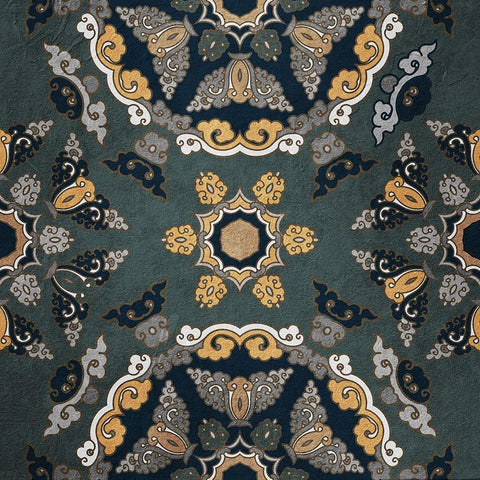 Medallion 2 Black Ornate Wood Framed Art Print with Double Matting by Kimberly, Allen