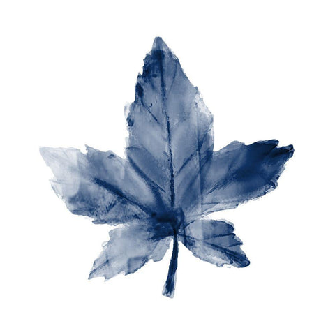 Navy Leaf Print 1 Black Ornate Wood Framed Art Print with Double Matting by Kimberly, Allen