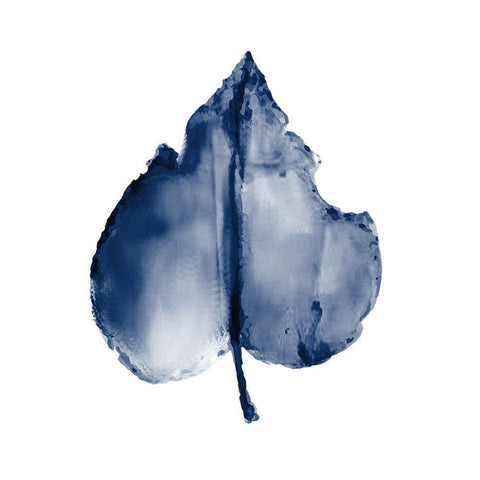 Navy Leaf Print 2 Black Modern Wood Framed Art Print with Double Matting by Kimberly, Allen