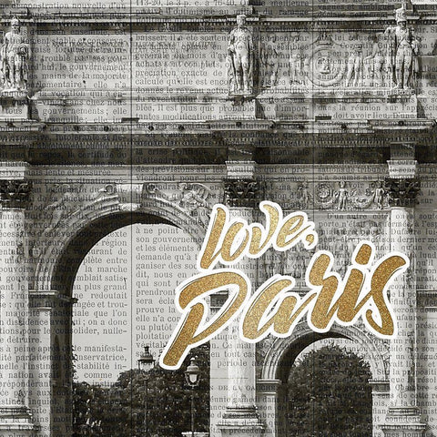 Love Paris 3 Black Ornate Wood Framed Art Print with Double Matting by Kimberly, Allen