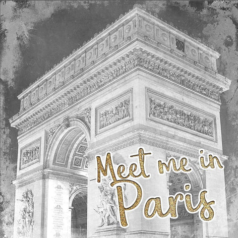 Meet Me in Paris 1 Black Ornate Wood Framed Art Print with Double Matting by Kimberly, Allen