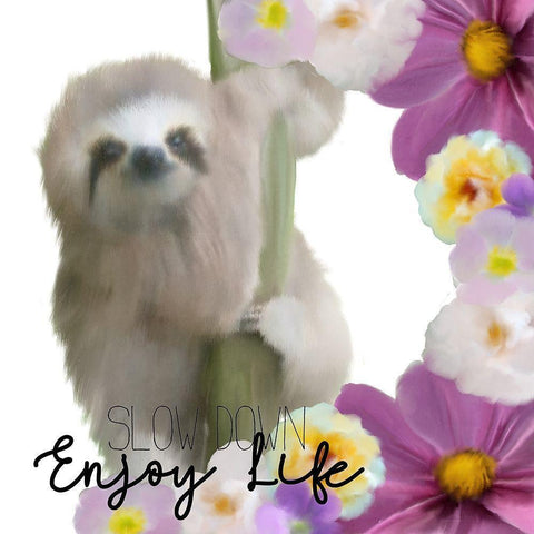 Slow Down White Modern Wood Framed Art Print with Double Matting by Kimberly, Allen