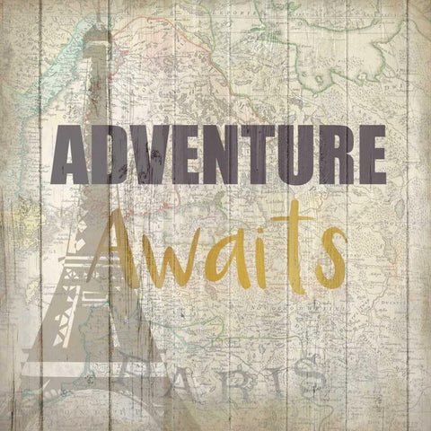 Adventure Awaits 1 Gold Ornate Wood Framed Art Print with Double Matting by Allen, Kimberly