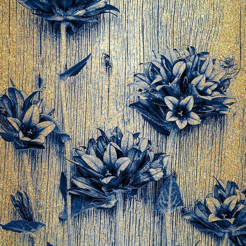Indigo Gold 1 White Modern Wood Framed Art Print with Double Matting by Kimberly, Allen