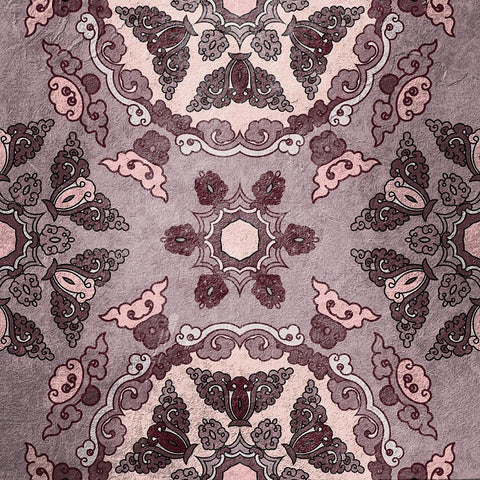 Plum Tiled 2 Black Modern Wood Framed Art Print with Double Matting by Kimberly, Allen