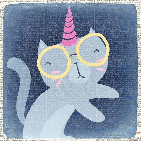 Kittyhorn 1 White Modern Wood Framed Art Print by Kimberly, Allen