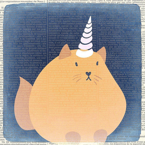 Kittyhorn 3 Black Modern Wood Framed Art Print by Kimberly, Allen