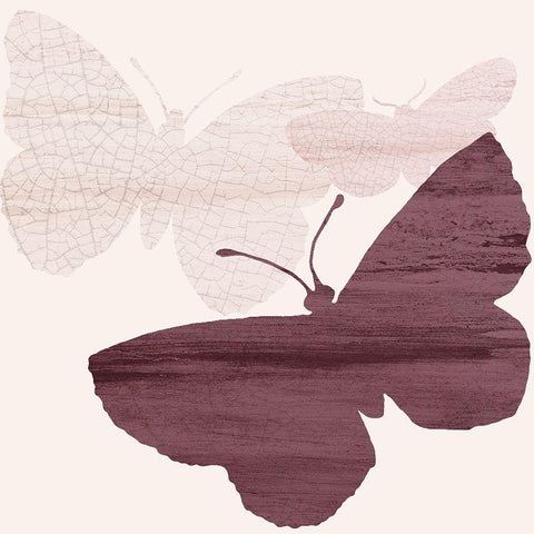 Blush Butterflies 1 White Modern Wood Framed Art Print by Kimberly, Allen