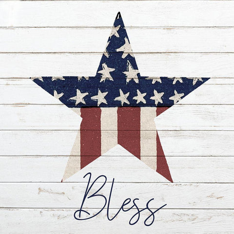 God Bless America 2 White Modern Wood Framed Art Print with Double Matting by Kimberly, Allen