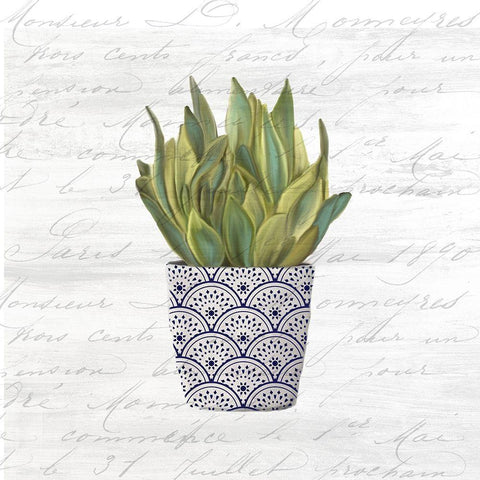 Blue Pots 2 White Modern Wood Framed Art Print with Double Matting by Kimberly, Allen