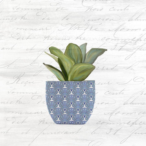 Blue Pots 3 White Modern Wood Framed Art Print by Kimberly, Allen